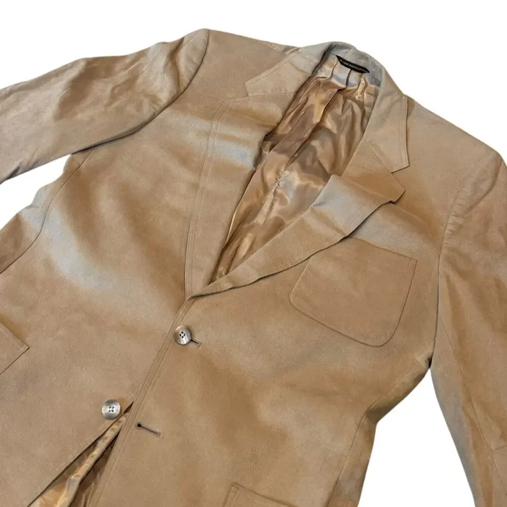 Vintage 80s Tan Faux Suede Blazer 2 Button Men’s 40L